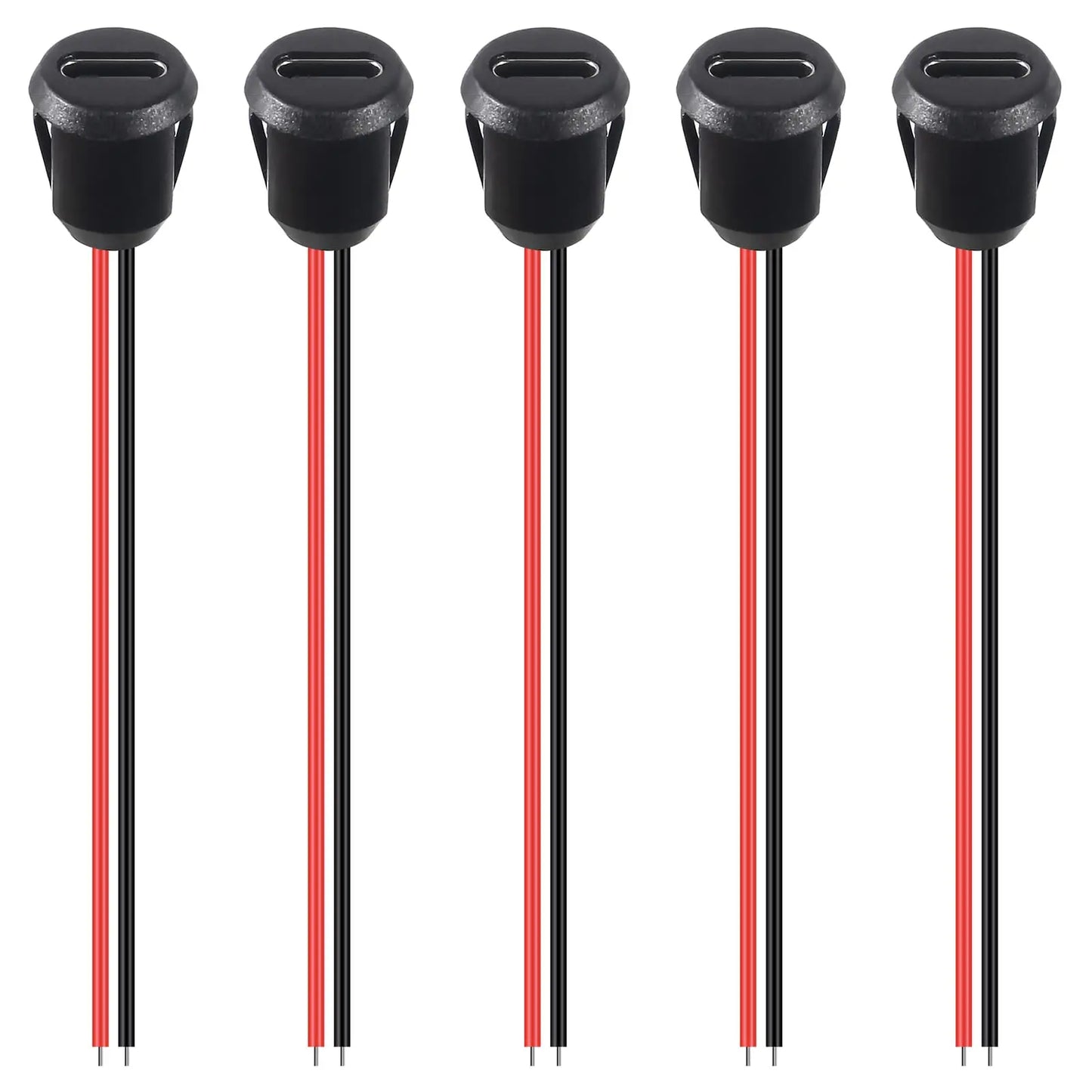 5/10/20pcs Type-C Female Chassis 2 Pin Type-C Female Socket Connector Waterproof Jack Female Charging Port with Card Buckle