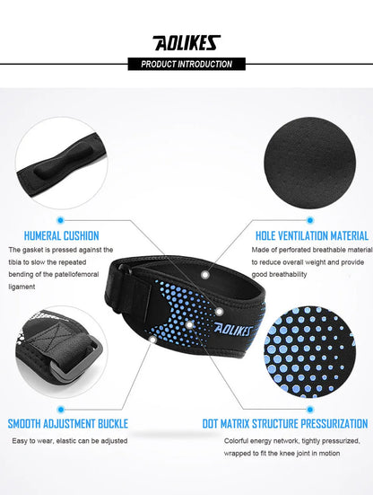 AOLIKES 1PCS Knee Braces for Knee Pain,Patella Knee Support Strap,Adjustable Patellar Tendon Stabilizer Band for Basketball
