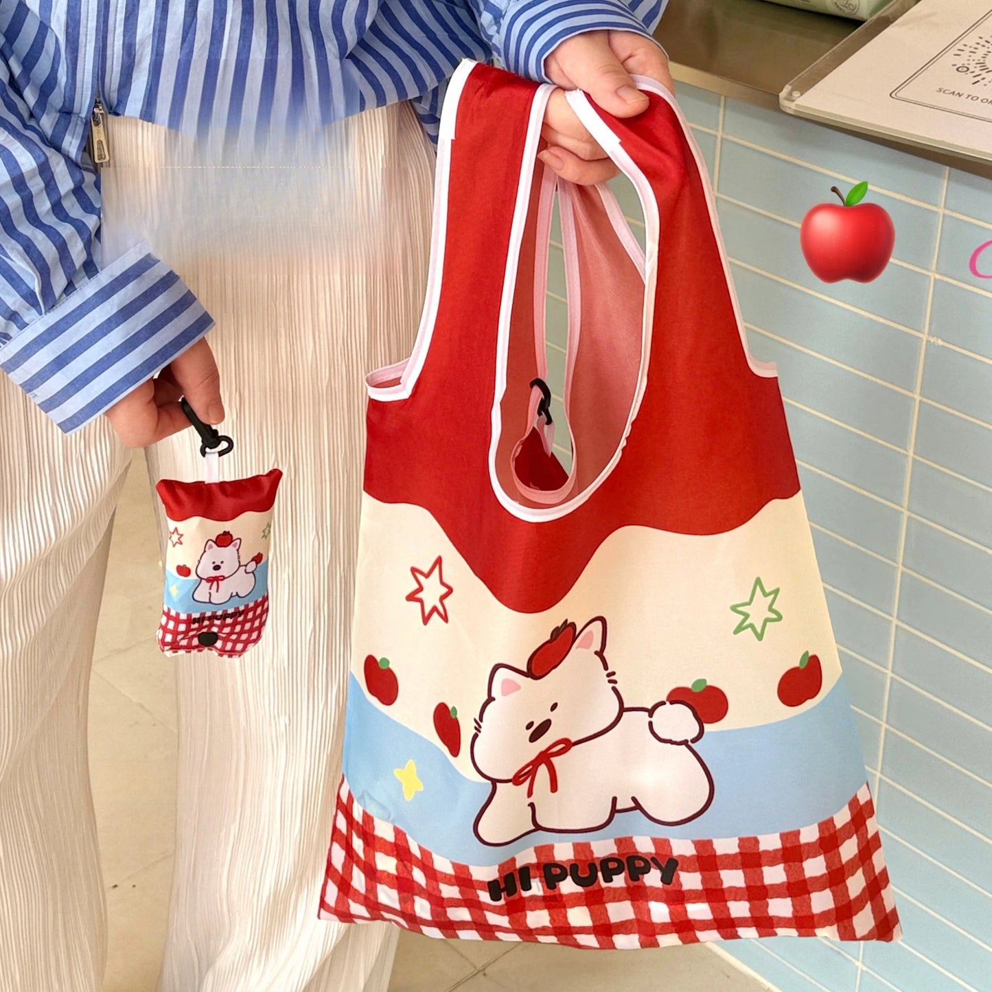 Cute Shopping Bag Large Capacity Supermarket Eco-Friendly Bag Foldable And Easy To Carry Bag Together