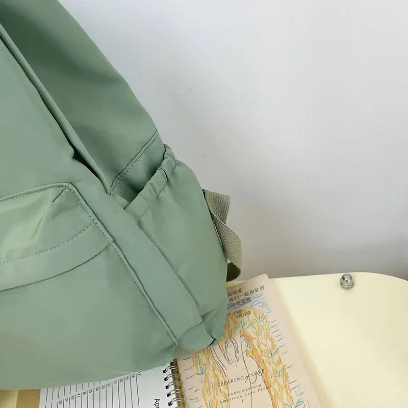 Lightweight Solid Color Backpack for High School Students Multifunctional Casual Bag School Travel Daily Use Simple Design