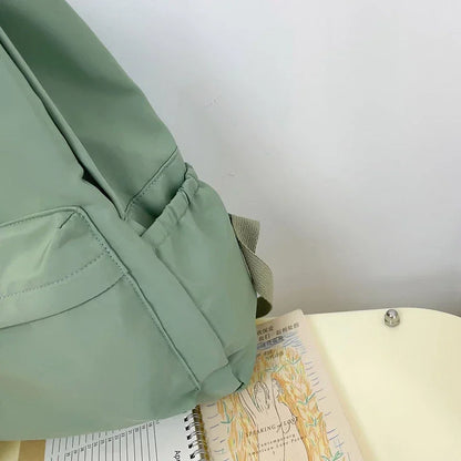 Lightweight Solid Color Backpack for High School Students Multifunctional Casual Bag School Travel Daily Use Simple Design