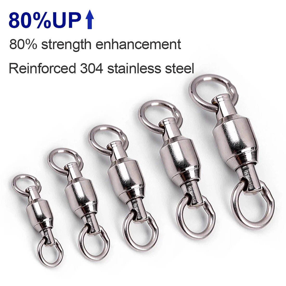 9KM 10pack Ball Bearing Swivel Heavy Duty Trolling Swivel Stainless Steel Fishing Connector for Slow Pitch Jigging