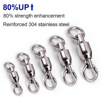 9KM 10pack Ball Bearing Swivel Heavy Duty Trolling Swivel Stainless Steel Fishing Connector for Slow Pitch Jigging