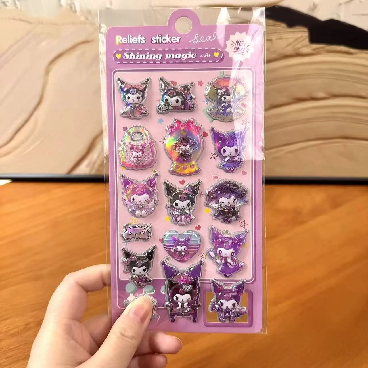 Kawaii Kuromi Cinnamoroll Melody 3D Embossed Double Layer Bubble Holographic Sticker for Scrapbook Phone Sticker ボンボン ドロップシール