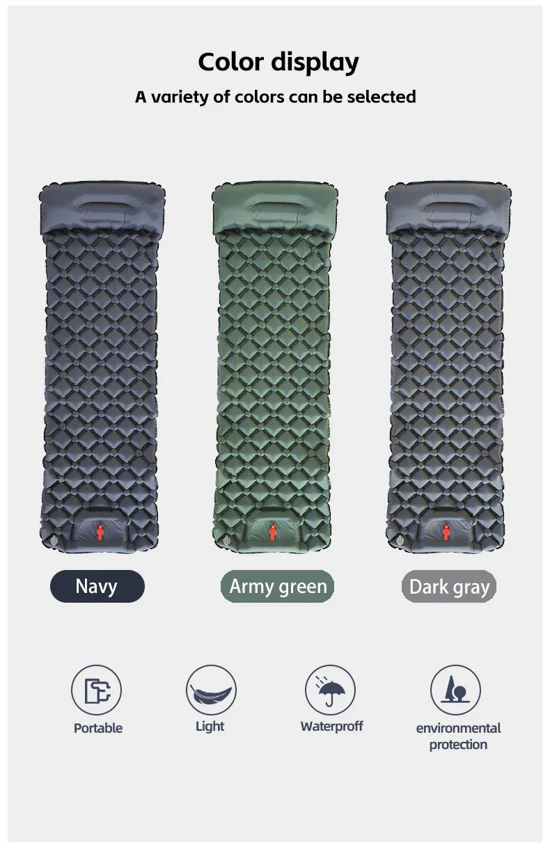 TARKA Inflatable Camping Mats Sleeping Pad Outdoor Tourist Air Cushion With Pillow Self-Inflating Mattress For Hiking Picnic
