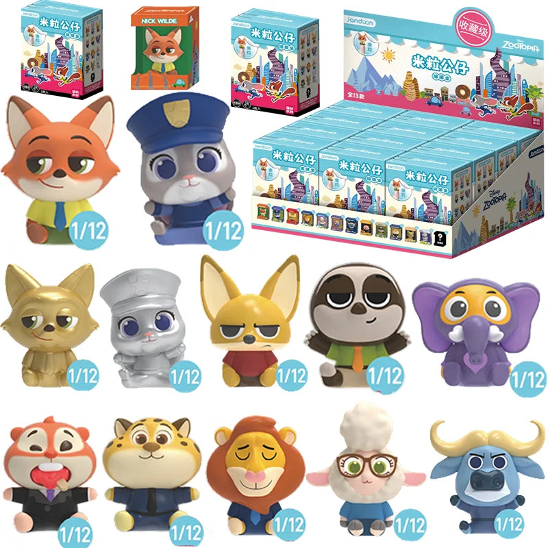 JANDOOM Disney Zootopia Judy Hopps Nick Wilde Bogo Clawhauser Anime Figur Model Rice Grain Doll Blind Box Toys Birthday Gifts