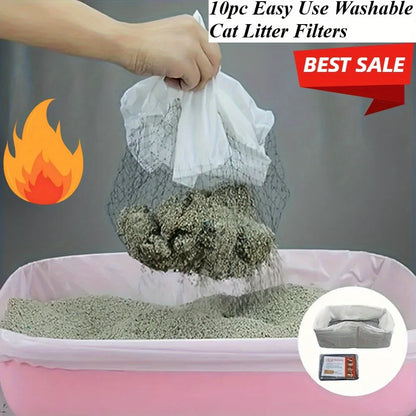 10pcs Washable Cat Litter Filters - Easy to Use, Recyclable, Excellent Workmanship, Designed for Pet Litter Box Liners