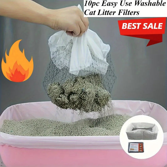 10pcs Washable Cat Litter Filters - Easy to Use, Recyclable, Excellent Workmanship, Designed for Pet Litter Box Liners