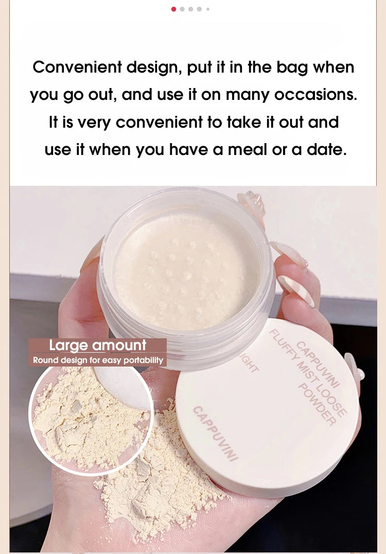 Cappuvini Velvet Mist Set Makeup Powder Fine and Non sticking Powder Mist Face Matte Holding Makeup Clear Honey Powder
