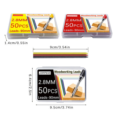 50pcs 2.8mm Solid Carpenter Pencil Replaceable Leads, Deep Hole Marking Architectural Painting Woodworking Automatic Pencil Lead