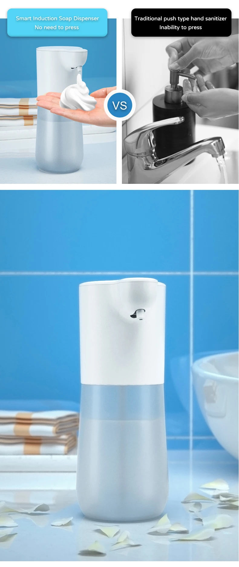 Touchless Smart Infrared Automatic Foam Soap Dispenser USB Induction Hand Cleaning Foam Machine For Kitchen Bathroom