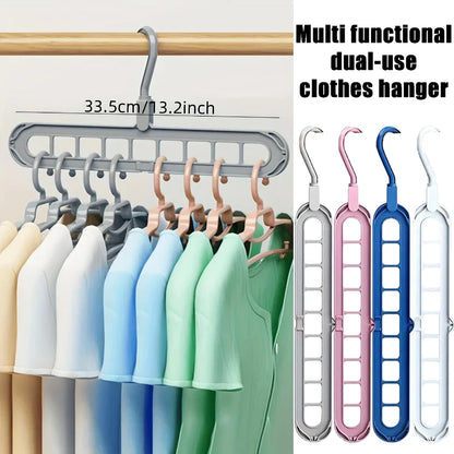 Plastic Multifunctional Hangers Heavy Duty Space Saving 9 Holes Clothes Organizer for Bedroom Cabinet Wardrobe Home Storage Use