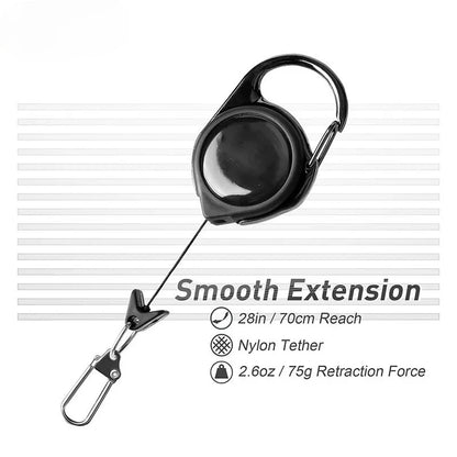 Retractable Heavy Duty Pull Reel Carabiner Strong Steel Wire Rope Buckle Spring Key Ring Outdoor Sporty attachment Keychain Tool