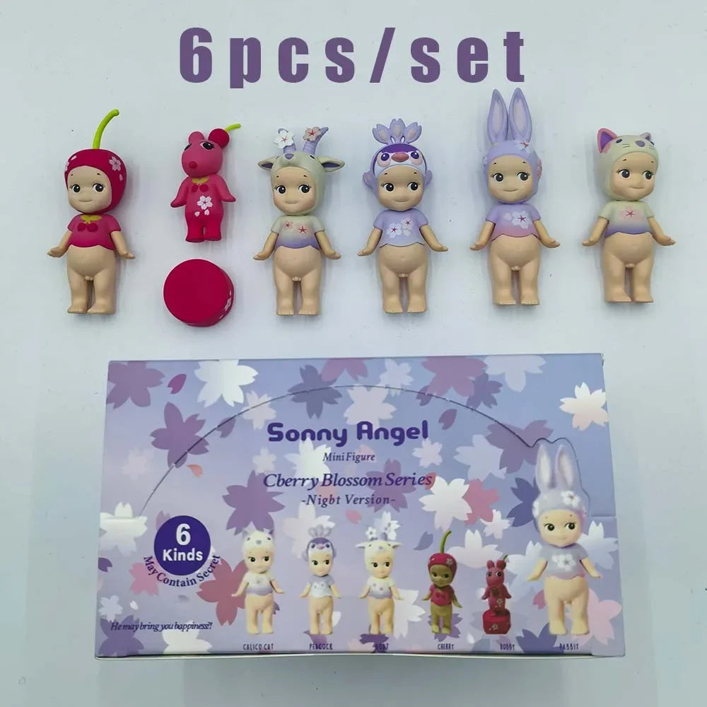 Sonny Angel Blind Box Purple Cherry Blossom Series Nigbt Minifigure Version Decoration Cute Mystery Surprise Giff