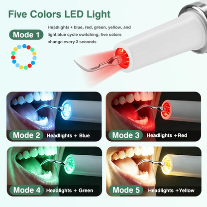 Intelligent Ultrasonic Dental Scaler Teeth Tartar Remover 5 Modes Electric LED Teeth Cleaner Tooth Stone Calculus Plaque Removal
