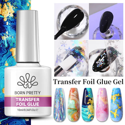 BORN PRETTY Transfer Foil Nail Gel Polish Semi-Permanant Varnish For Adhesive Sticker Nail Glue Soak Off UV LED Gel Nail Art Man