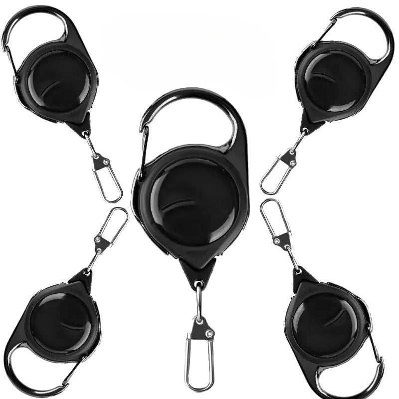 Retractable Heavy Duty Pull Reel Carabiner Strong Steel Wire Rope Buckle Spring Key Ring Outdoor Sporty attachment Keychain Tool