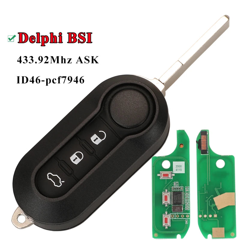 Car Remote Key For Delphi & Marelli Fiat MPV Bravo/Ducato 500 Doblo Qubo Grande Punto Citroen Jumper Peugeot Boxer 433.92 ID46