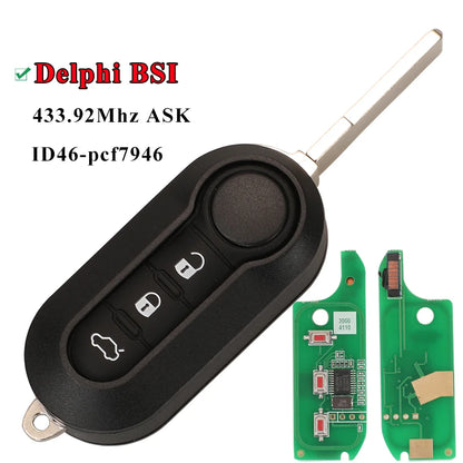 Car Remote Key For Delphi & Marelli Fiat MPV Bravo/Ducato 500 Doblo Qubo Grande Punto Citroen Jumper Peugeot Boxer 433.92 ID46