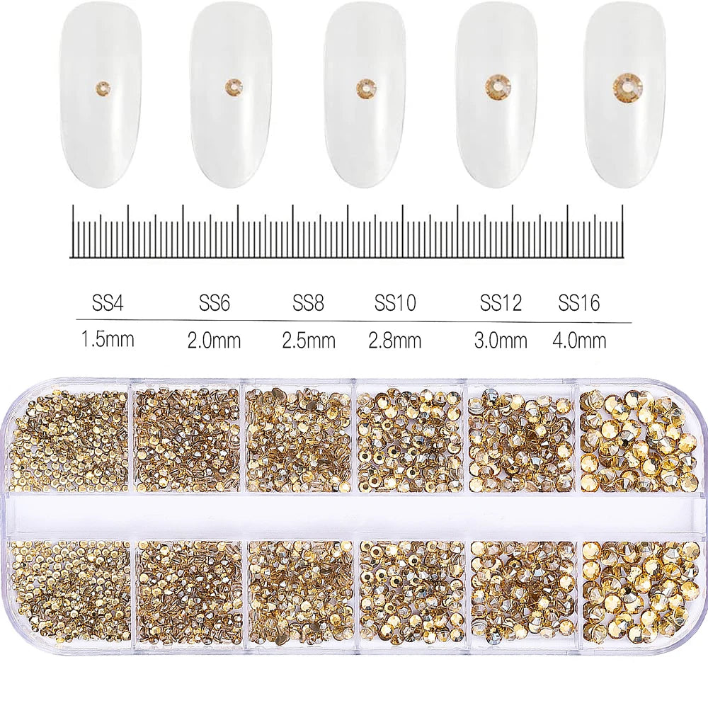 12Grids Mixed Mini Christmas Gems Nail Charms 2mm Luxury Crystal Nail Glitter Rhinestone Red/Green Flatback Christmas Nail Parts