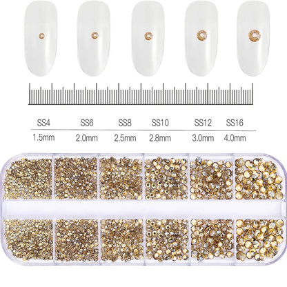 12Grids Mixed Mini Christmas Gems Nail Charms 2mm Luxury Crystal Nail Glitter Rhinestone Red/Green Flatback Christmas Nail Parts