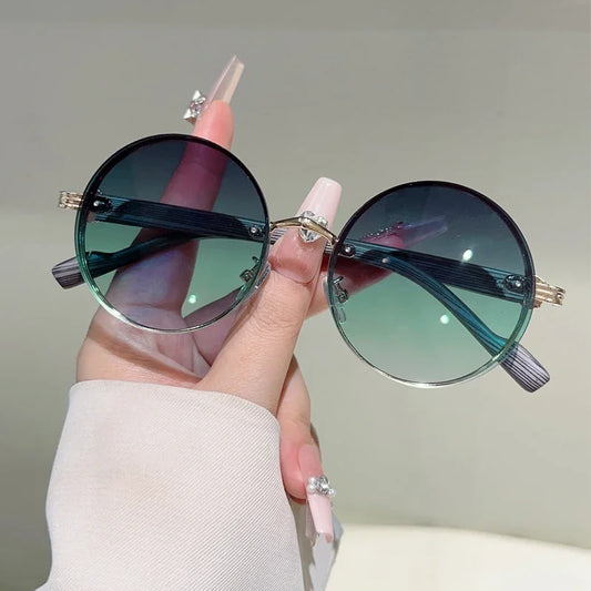 KAMMPT Vintage Round Sunglasses Men New Fashion Gradient Multi-color Sun Glasses Women Trendy Luxury Brand Design Casual Shades