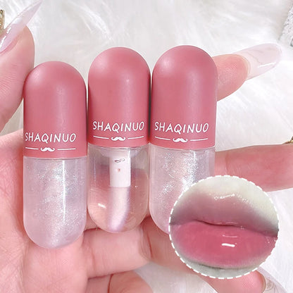Shuiguang capsule lip honey kit moisturizes and moisturizes the mirror surface sparkling colorless transparent glass lip oil