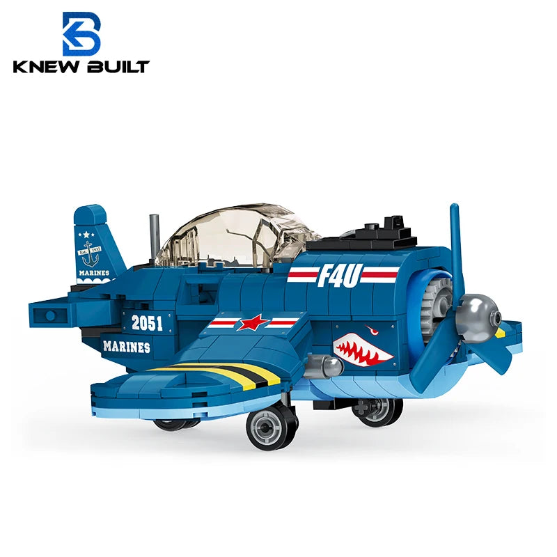KNEW BUILT Fighter Jet Mini Building Block Toy Set for Kids Boy Adult Beginner Military Plane Airplane Pirate Transporter Brick