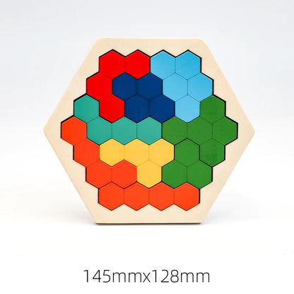 Wooden Blocks Puzzle Brain Teasers Toy Tangram Jigsaw Intelligence Colorful 3D Russian Blocks Montessori Educational
