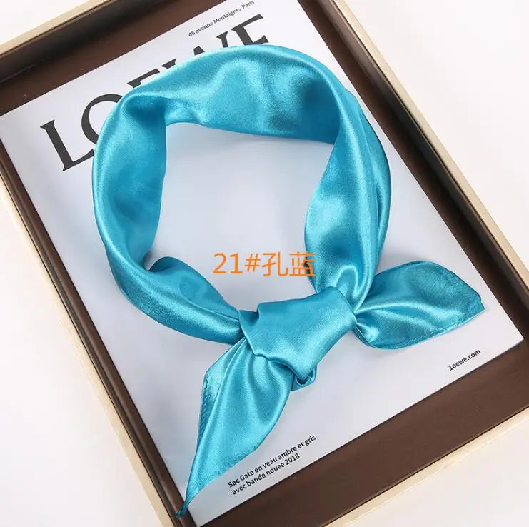 New Solid 60x60cm Square Scarf Single Imitation Silk Bright Light And Satin Performance Scarves Party Gift
