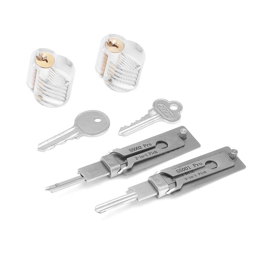 For Lishi Yale Picks Picking SS001 SS002 2 in1 Locksmith Tools Master Key Decoder Micha Decoder Hooks Topolines To Open Locks