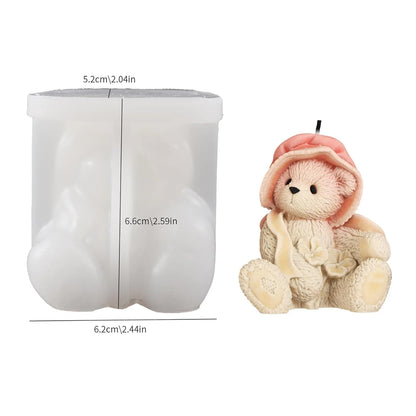 3D Cute Bear Resin Mold for Candle Soap Making Silicone Fondant Chocolate Candy Molds for Cake Decor DIY Art Crafts Gifts Mould