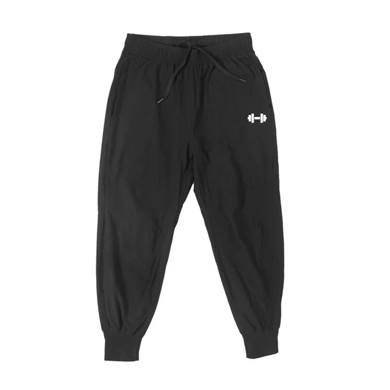 Gym Bodybuilding Fitness Sport Pants Men Casual Training Trousers Elastic Waist Ultra-thin Quick Dry High Waist Loose Long Pants