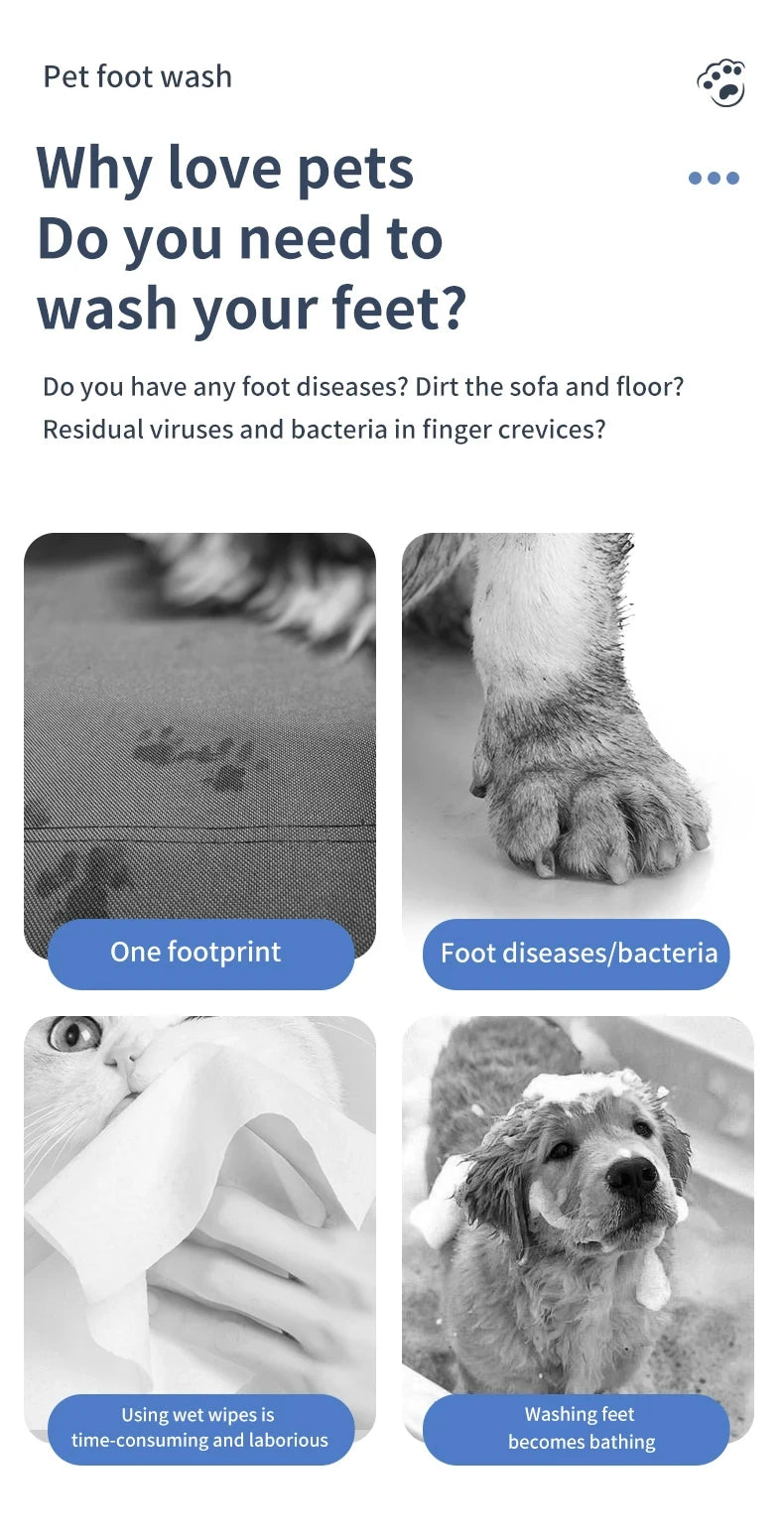 Pet Foot Washing Machine Electric Pet Paw Cleaner Automatic Dog Quick Cleaner Pet Paw Portable Low Noise Waterproof Foot Cup