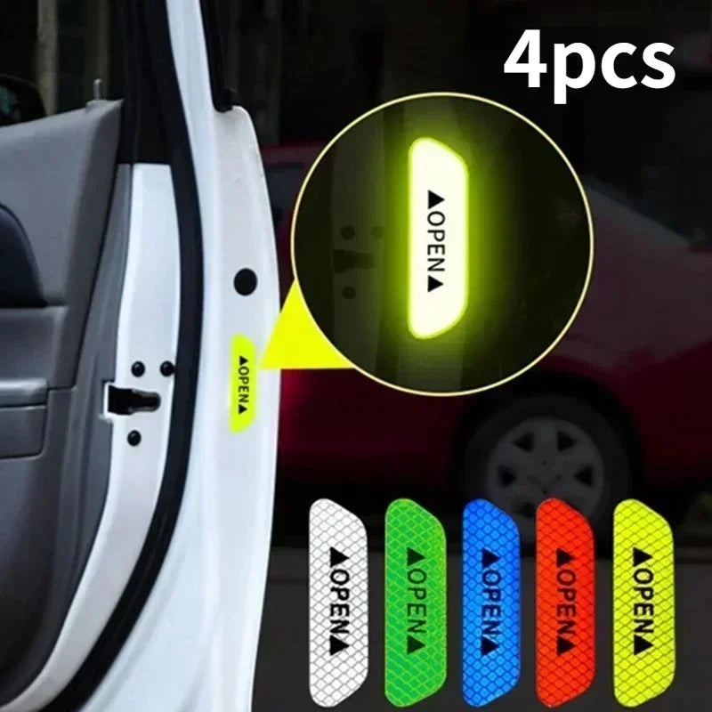 Night Reflective Car Door Sticker Safety Opening Warning Reflector Tape Decal Auto Accessories Exterior Interior Reflector Amagi