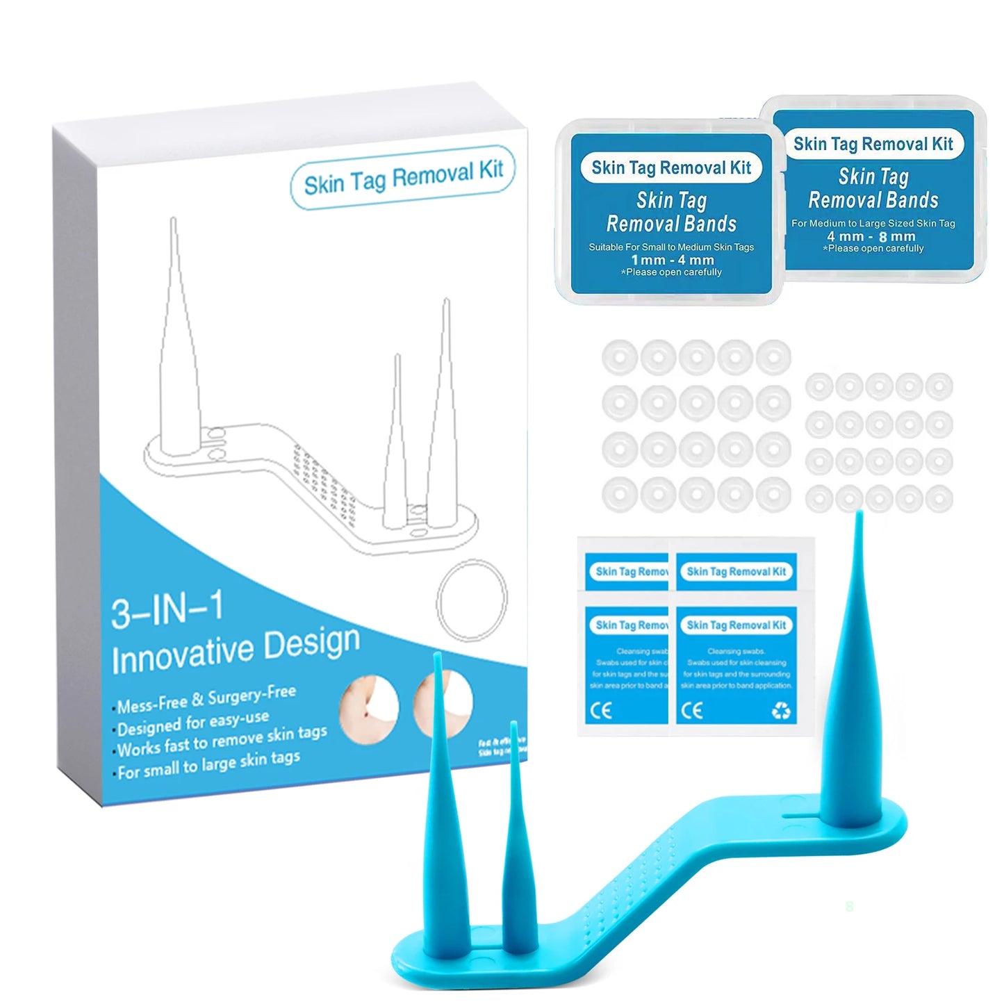 Skin Tag Removal Mole Wart Removal Facial Mole Wart Microstrip Tag Removal Kit Automatic Mole Remover Tool with Cleansing Swabs