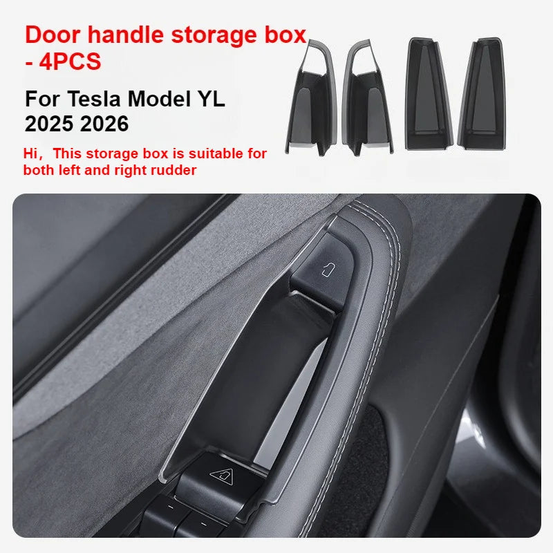Door Handle Storage Box for Tesla Model 3 Highland Model Y Juniper 2026 Interior Accessories Inner Handle Organizer Phone Holder