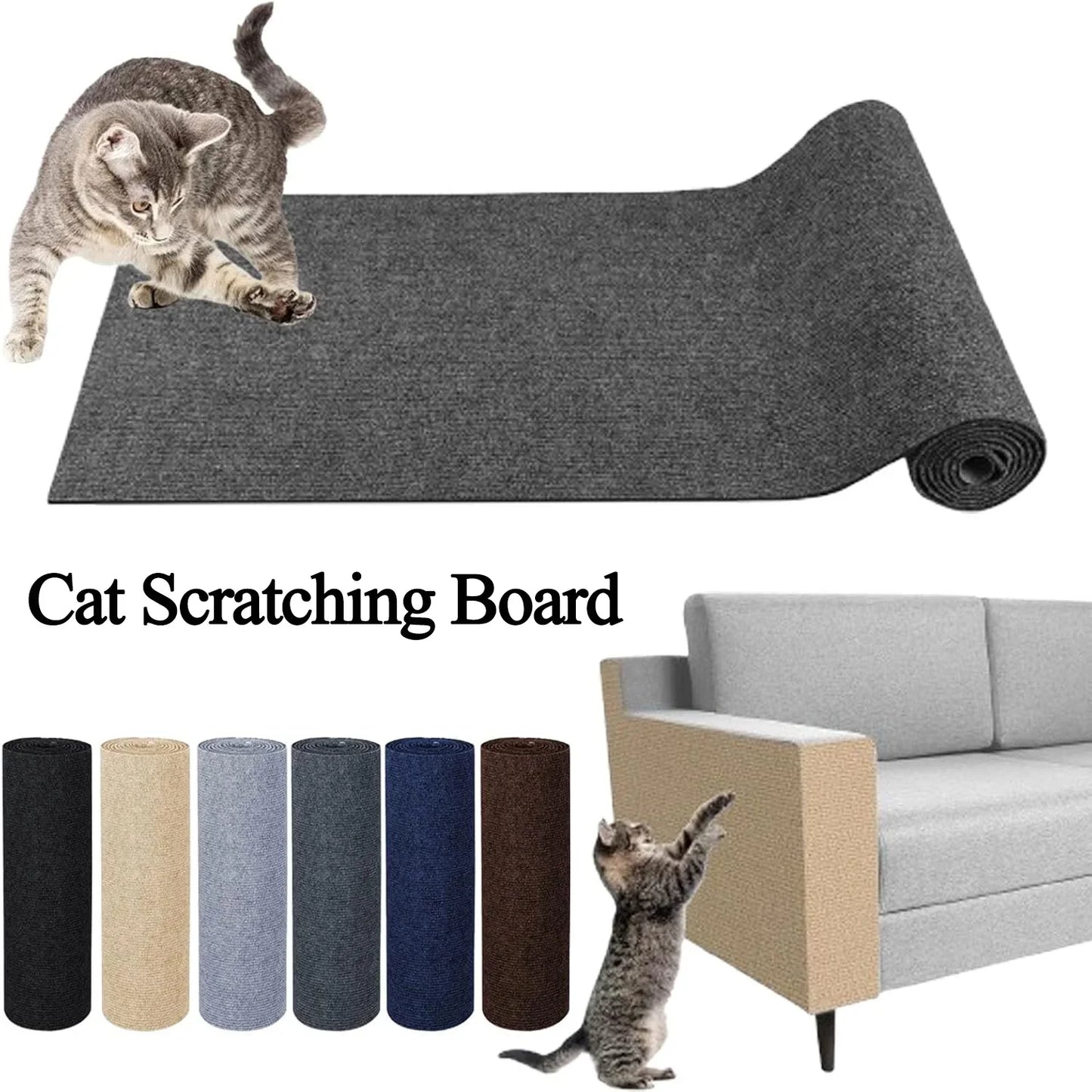 Trimmable Cat Scratching Mat Self-Adhesive Carpet Mat Pad Anti Cat Scratcher Furniture Couch Corner Indoor Sofa Wall Protector