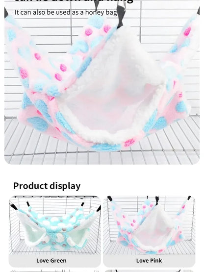 Hamster Hammock Small Pet Hanging Bed Double Warm Thickened Honeybug Flying Squirrel Guinea Pig Hammock Pet Cage Accessories