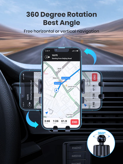 Car Phone Holder Mount, TOPK [2023 Upgrade Auto Locking] Universal Phone Holder with Hook Clip for Car Air Vent