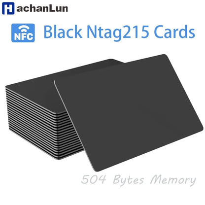 HACHANLUN 5-10PCS NTAG215 Blank NFC Cards PVC Tags NFC215 Black Card 13.56Mhz TagMo Waterproof RFID NFC Phone 504 bytes