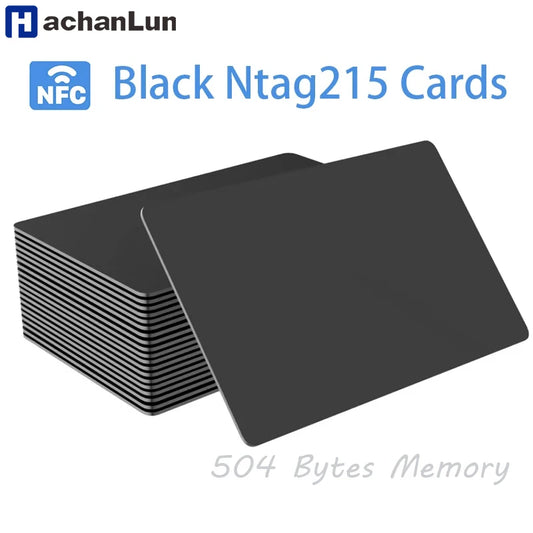 HACHANLUN 5-10PCS NTAG215 Blank NFC Cards PVC Tags NFC215 Black Card 13.56Mhz TagMo Waterproof RFID NFC Phone 504 bytes