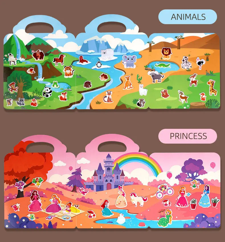 1 Book Jelly Sticker Book Quiet Book DIY Fun for Children's Scene Stickers Repeatedly Paste Puzzle Sticker Book