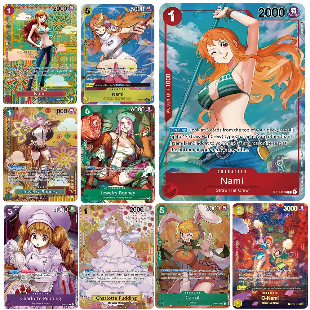 Anime One Piece OPCG Card English Version Nami/Jewelry Bonney/Carrot/Boa Hancock/ Perona Game Anime Collection Proxy Cards