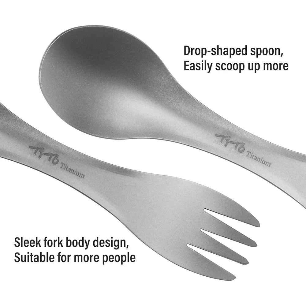 1/2Pcs Titanium Spork 2-in-1 Spoon Ultralight Cookware Portable Fork Knife Outdoor Camping Picnic Travel Eco-Friendly Flatware