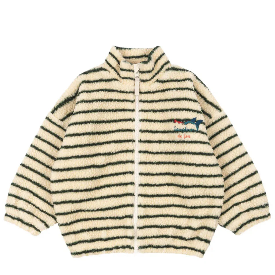 2026 KS Brand Winter Baby Girls Boys Lambswool Cherry Jackets Kids Clothes Boys Sequin Cartoon Outerwear Children's Coats 1-9Yrs