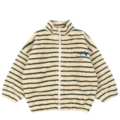 2026 KS Brand Winter Baby Girls Boys Lambswool Cherry Jackets Kids Clothes Boys Sequin Cartoon Outerwear Children's Coats 1-9Yrs