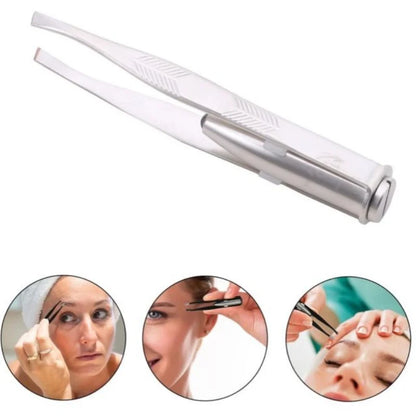 1/2pcs Eyebrow Tweezer with LED Light Smart Design Precision Eyelash Hair Remove Stainless Steel Tweezers Portable Makeup Tools