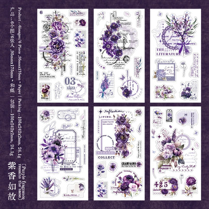 Journal GO 6pcs Flower Shadow Decorative Sticker Fresh Plant Flowers Collage Scrapbooking Label Diy Diary Journal Planner Label