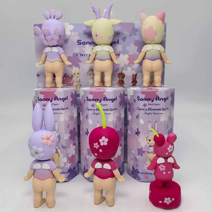 Sonny Angel' Purple Cherry Blossom Series Nigbt Minifigure Version Blind Box Decoration Cute Mystery Surprise Giff